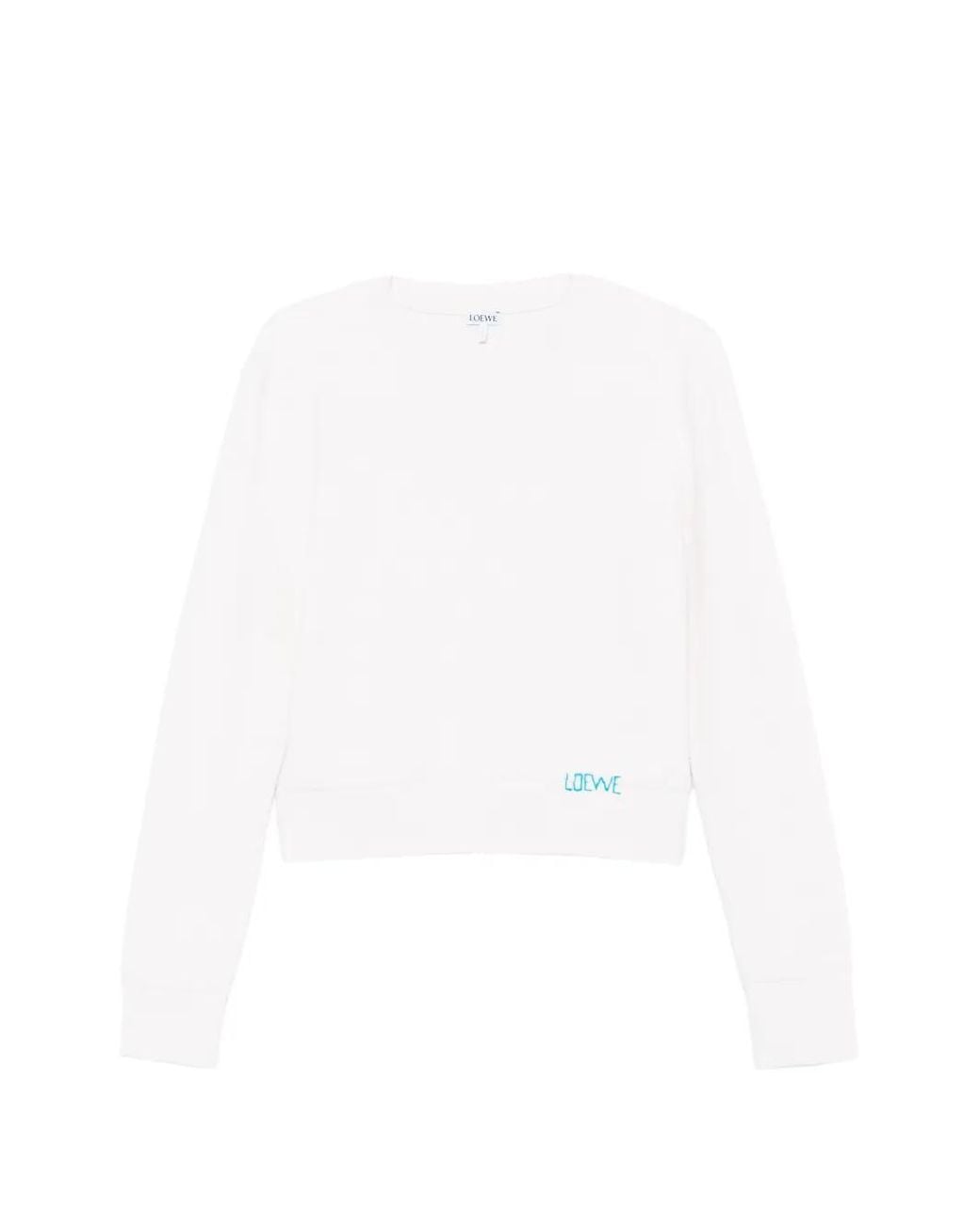 Loewe White Embroidered-Logo Wool Sweater