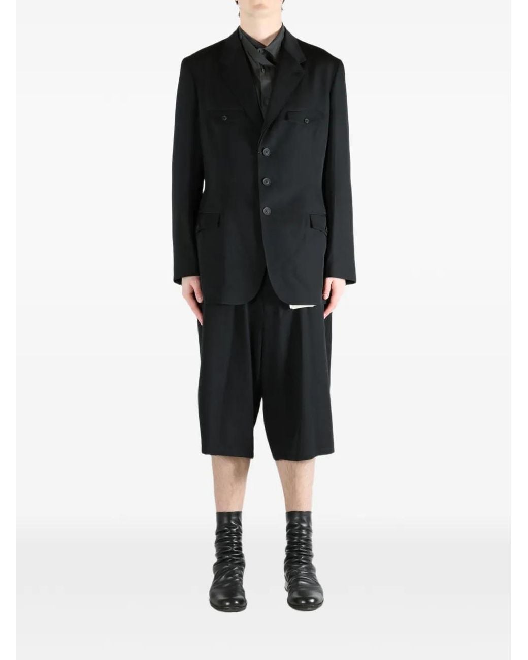 Yohji Yamamoto Black Buttoned Blazer for men