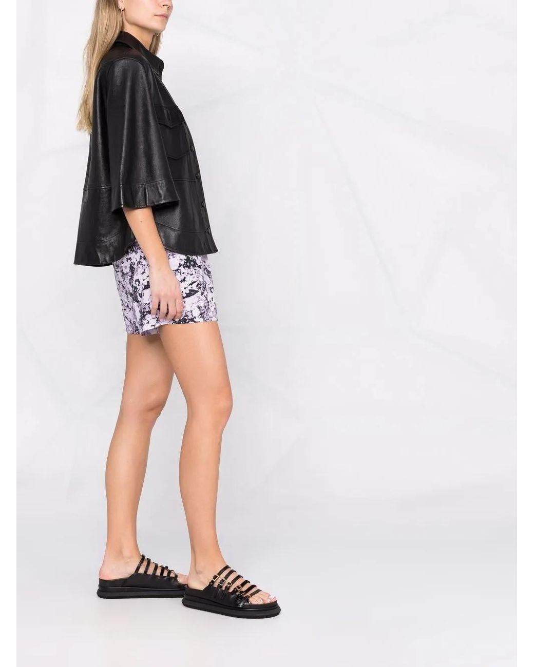 Remain Purple Paperbag Waist Abstract Pattern Shorts