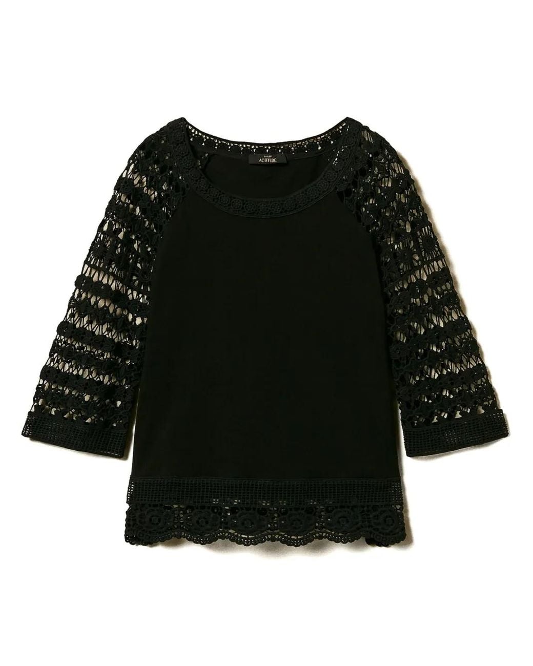 Twinset Black Macramé-Detail Blouse