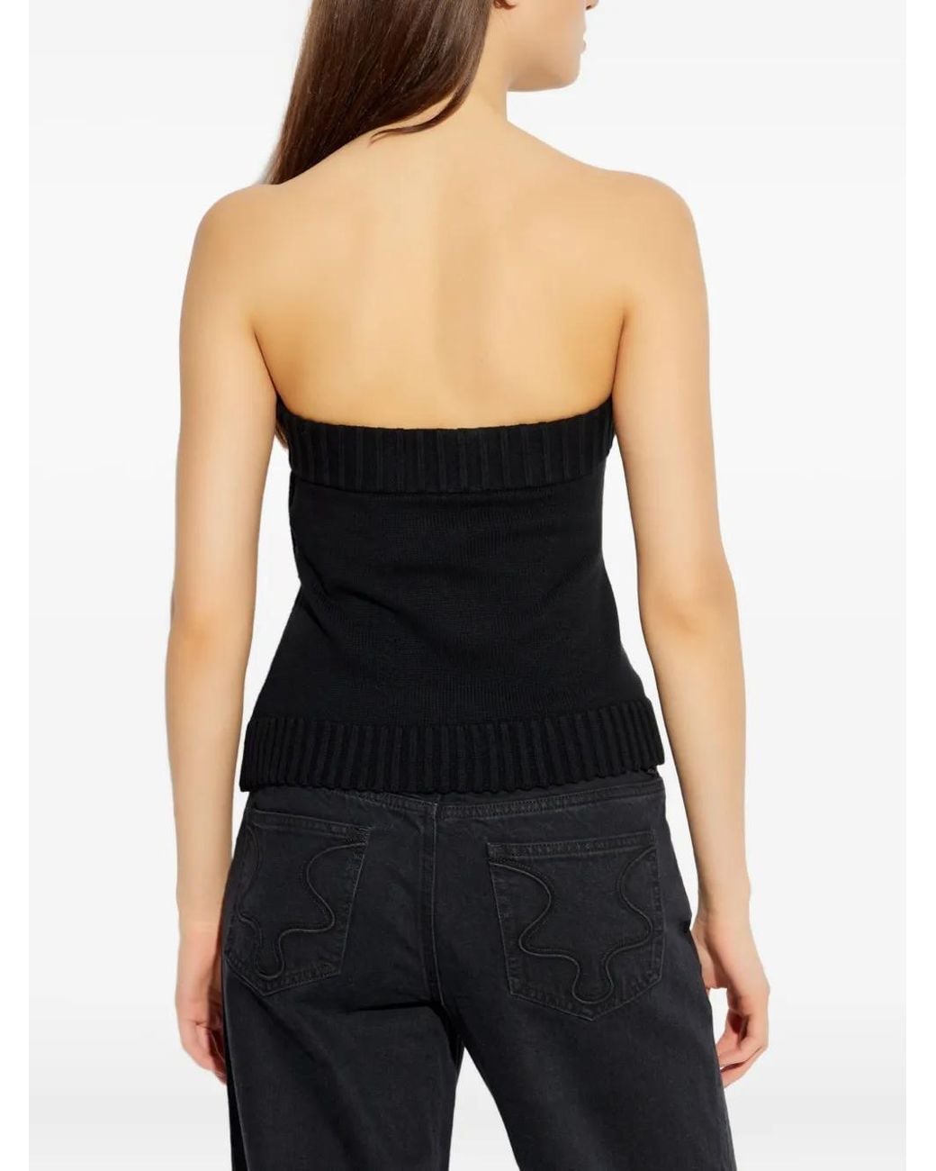 Cult Gaia Black Lou Ribbed Top