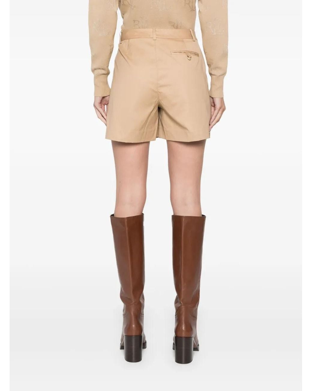 Ralph Lauren Natural Pleat-Detail Shorts