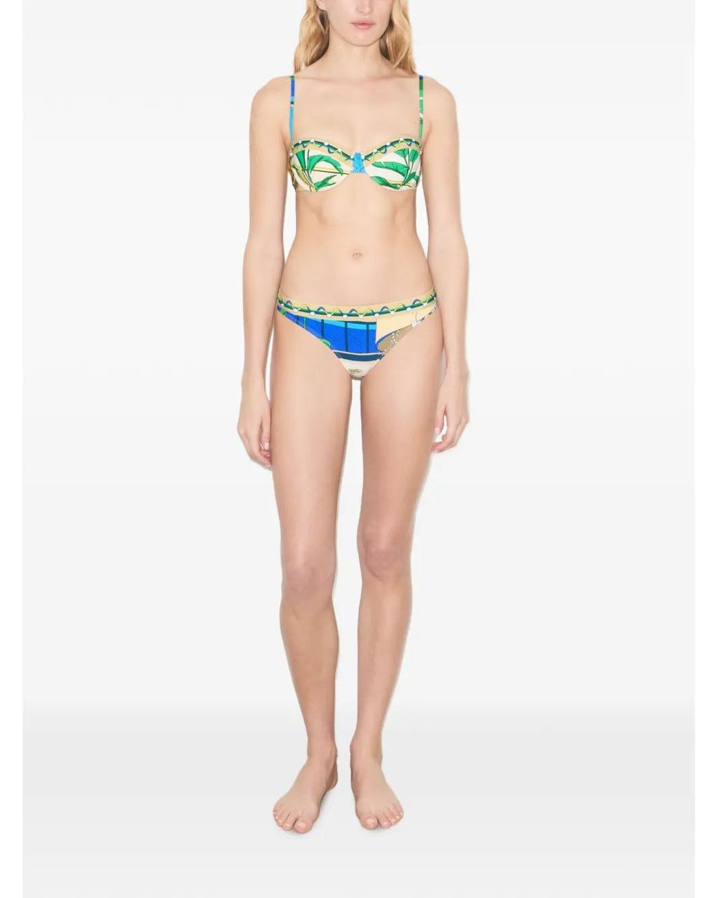 Tory Burch Green Printed Bikini Top