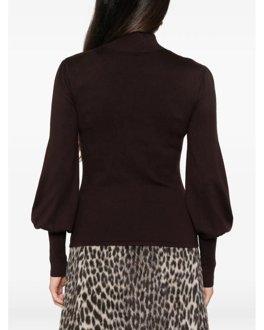 Andiata Brown Puff-Sleeve Sweater