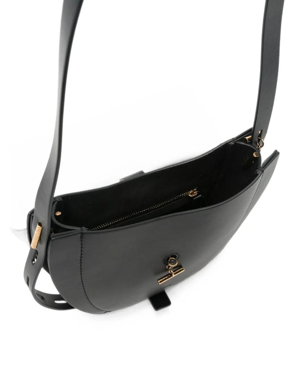 MINOBOSSI Black Lilly Curved Leather Shoulder Bag
