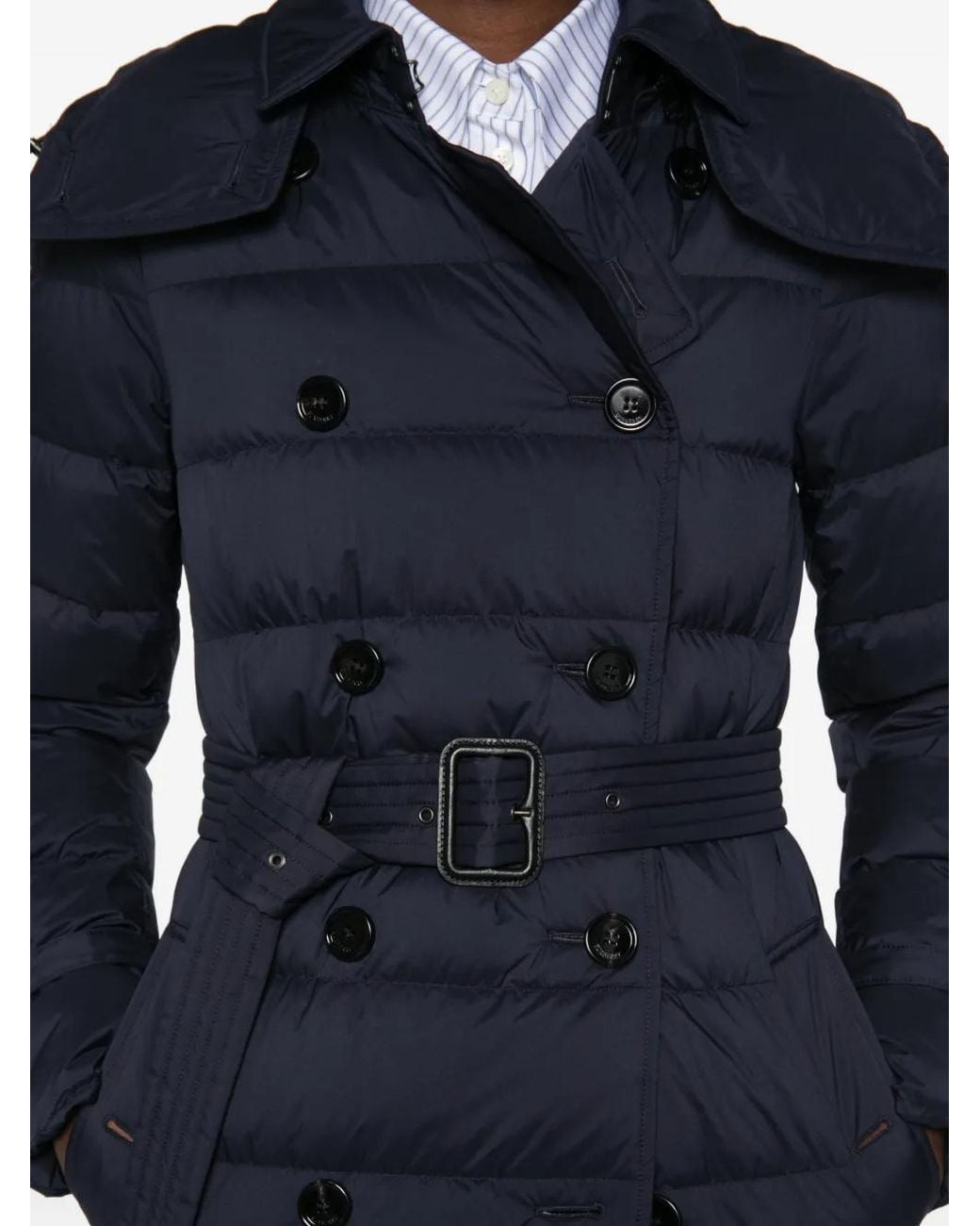 Burberry Blue Audley Quilted Trench Coat