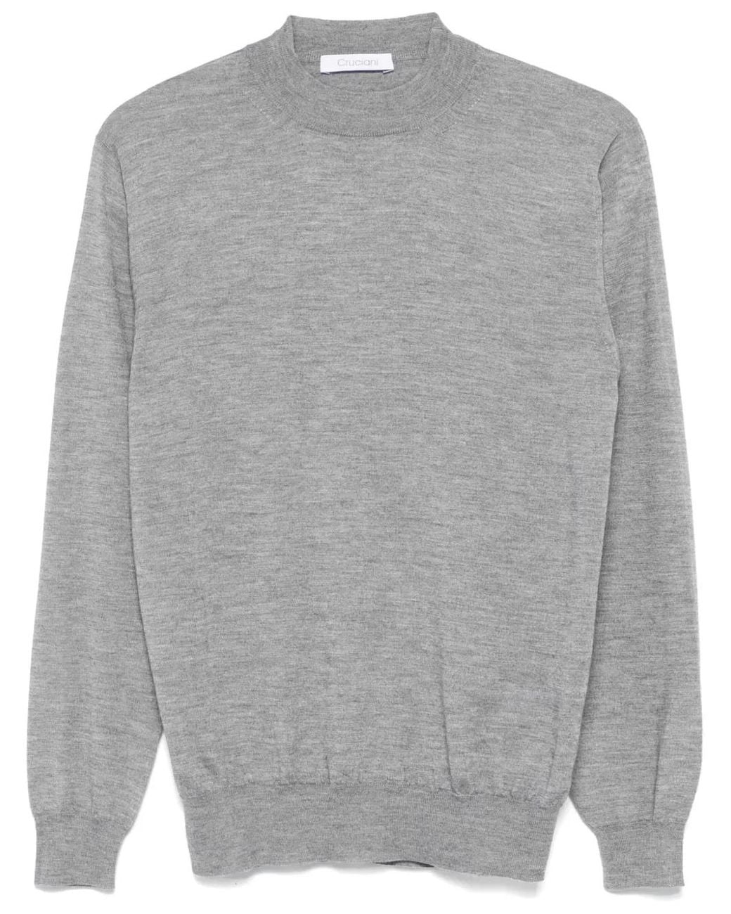 Cruciani Gray Fine-Knit Sweater for men