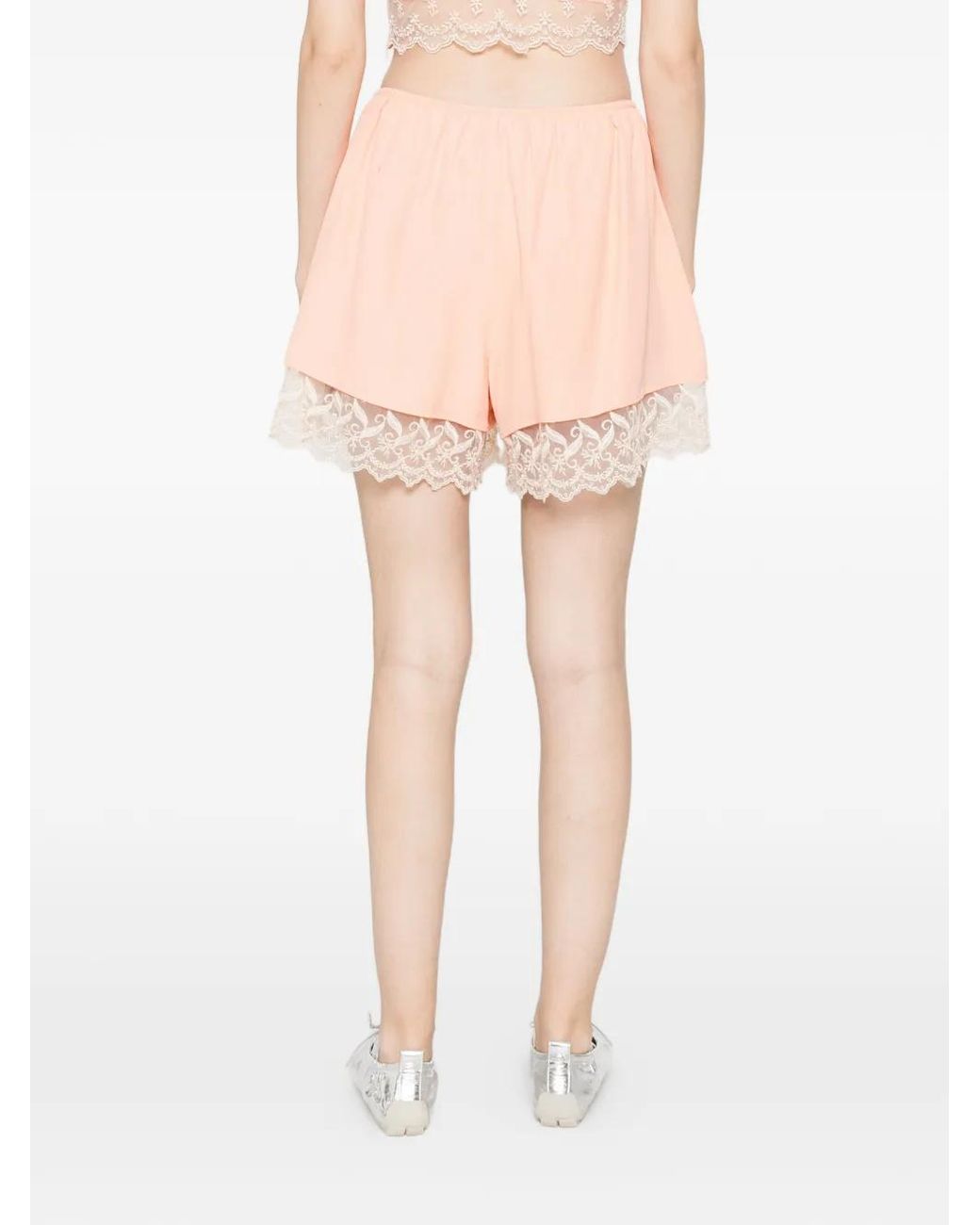 Simone Rocha Pink Lace-Trim Mini Shorts