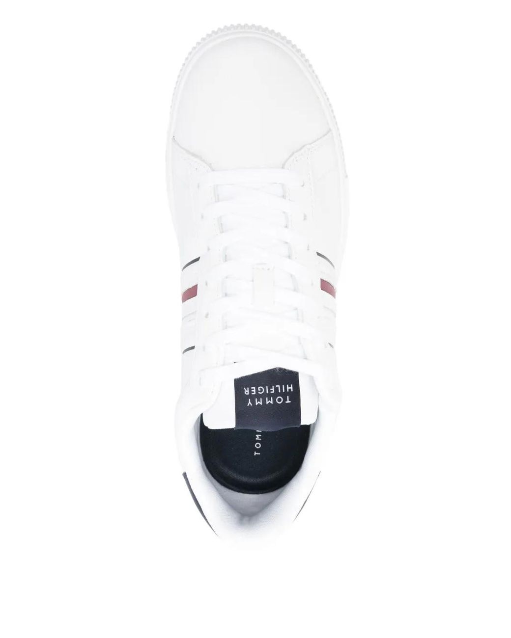 Tommy Hilfiger White Leather Logo-Debossed Sneakers for men