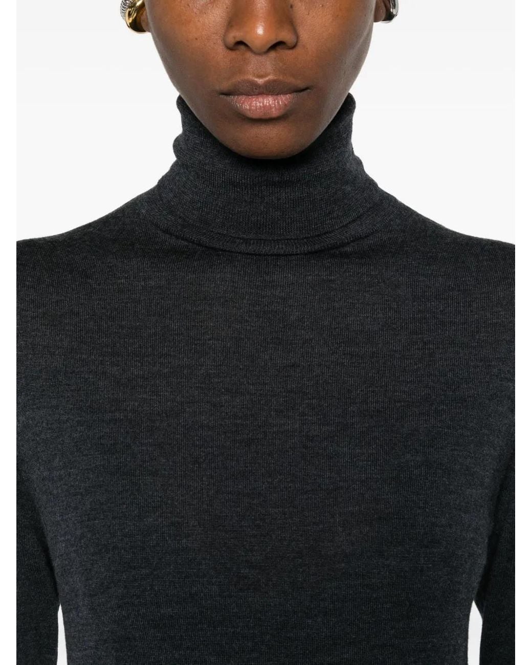 Allude Black Roll-Neck Top