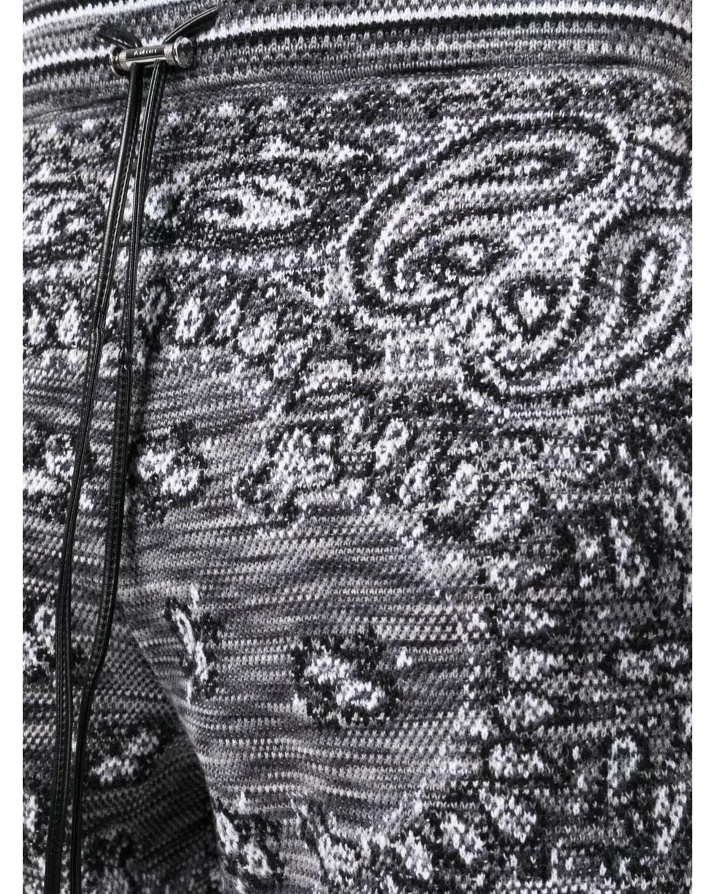 Amiri Gray Bandana-Print Track Shorts for men