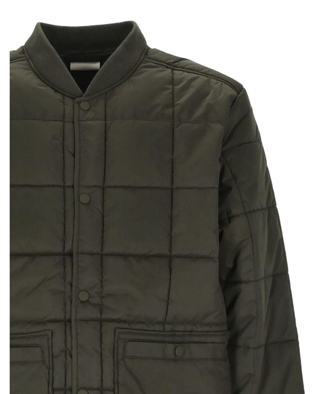 Les Deux Green Matt Quilted Press-Stud Jacket for men