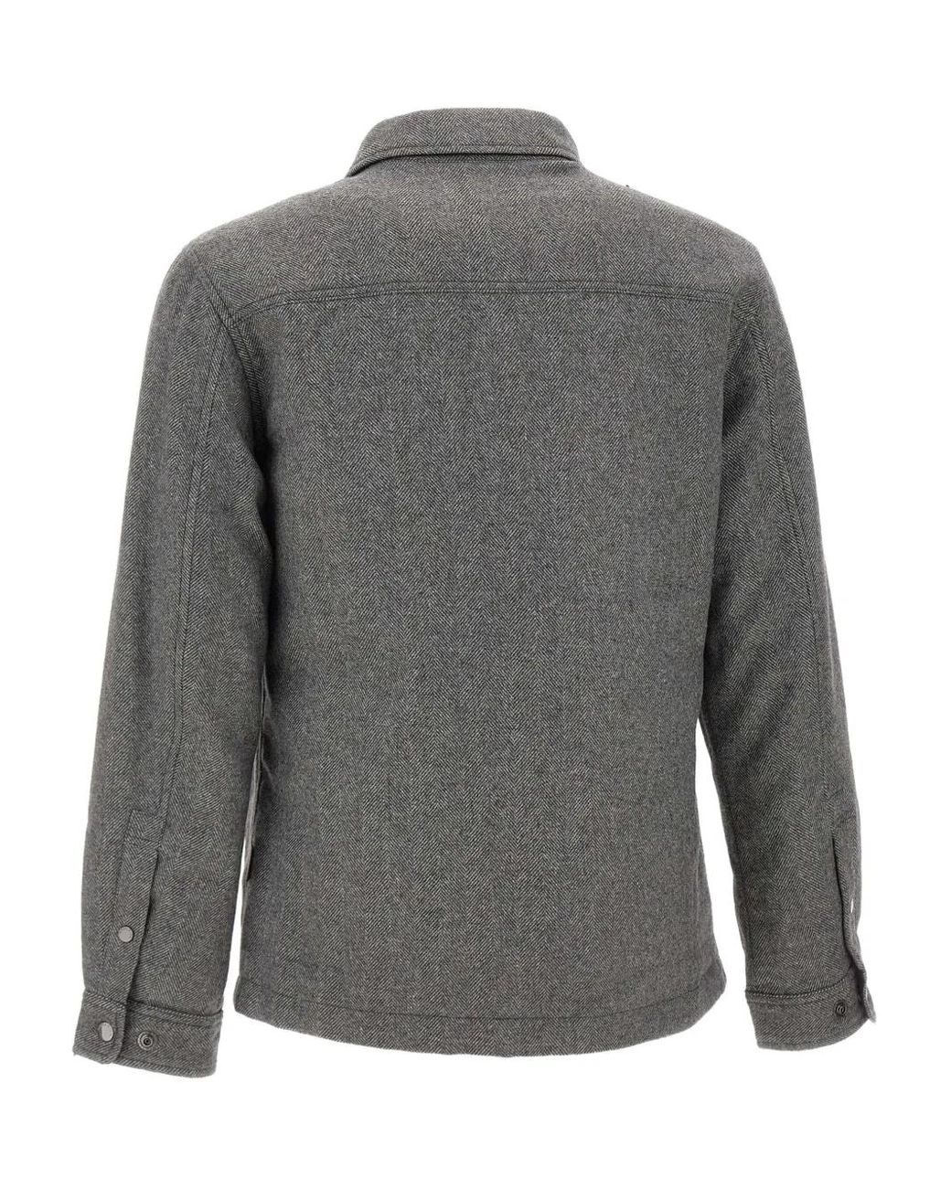 Woolrich Gray Herringbone Chest-Pocket Jacket for men