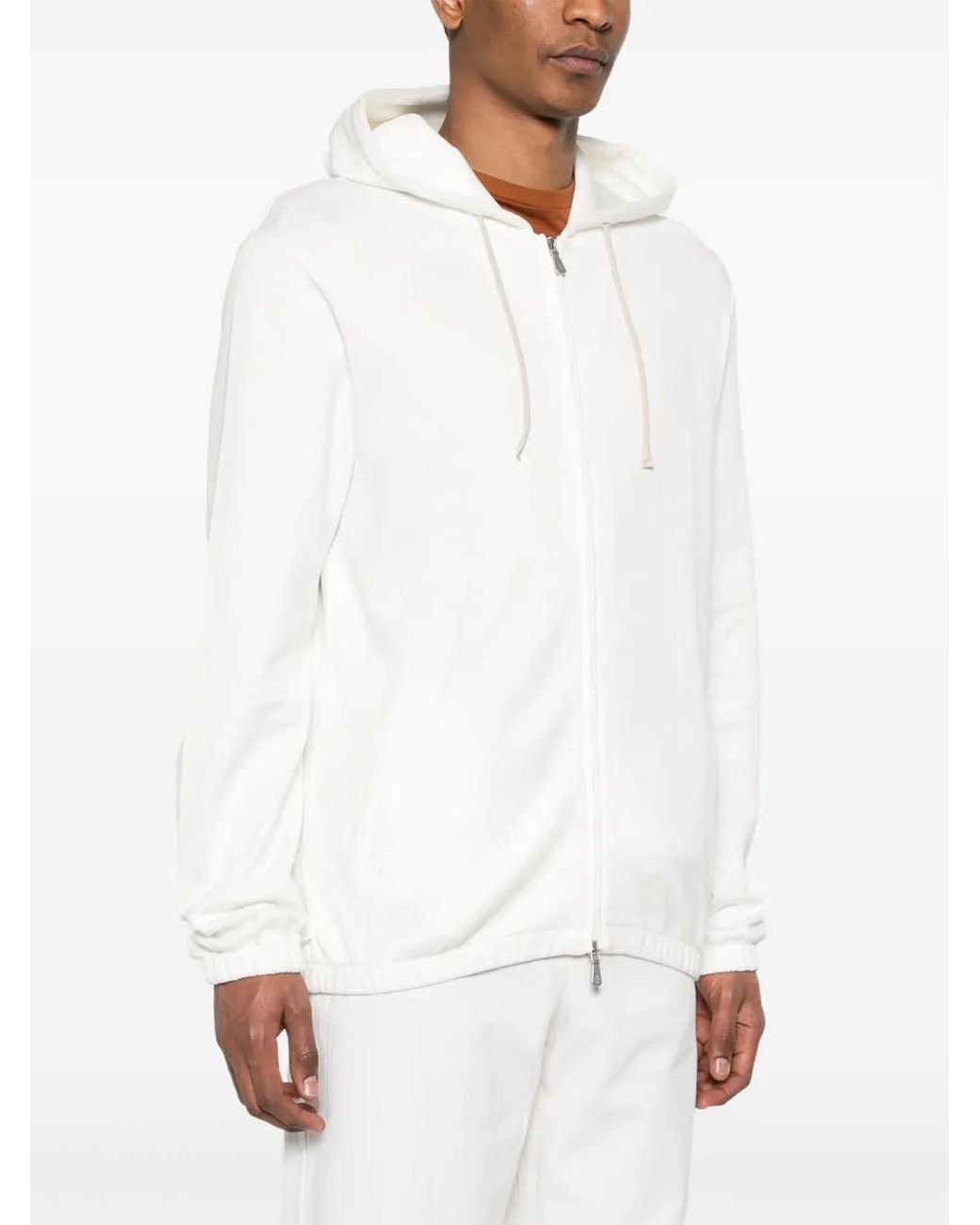 Eleventy White Zip-Up Hoodie for men