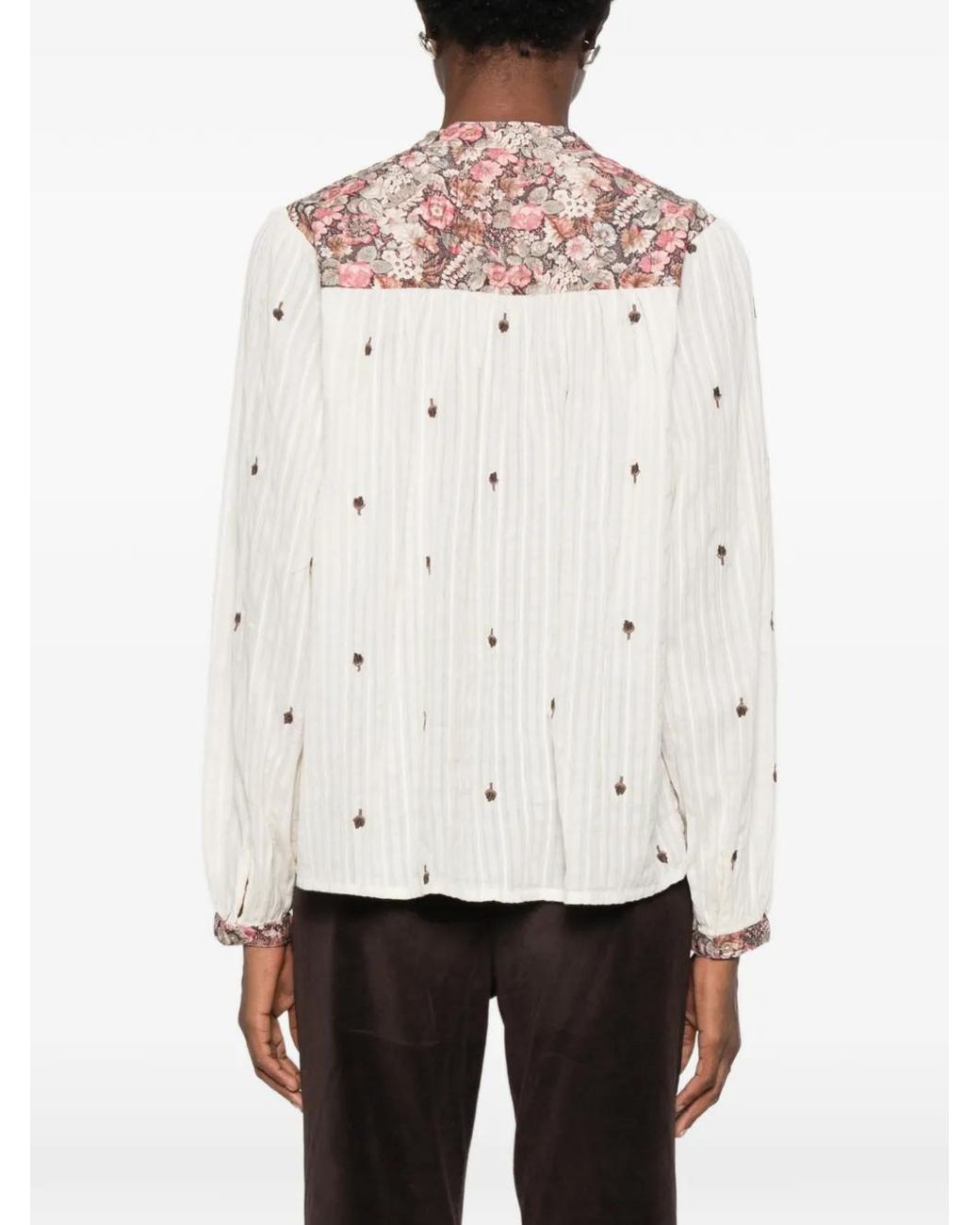 MAISON HOTEL White Marie Floral-Print Embroidered Blouse