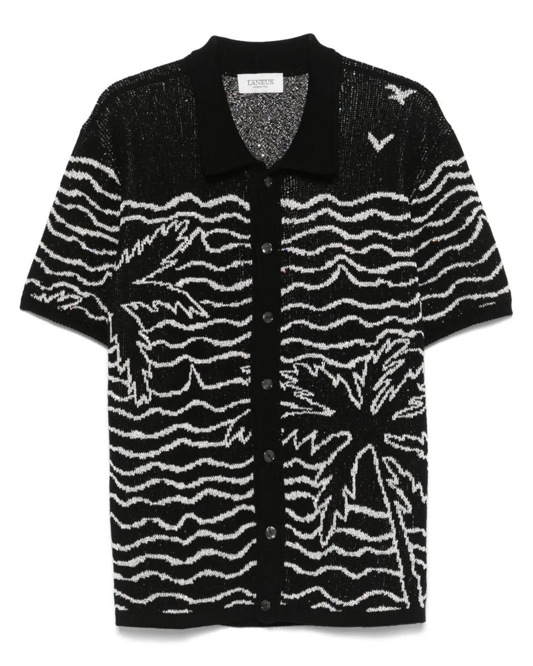 Laneus Black Knitted Shirt for men