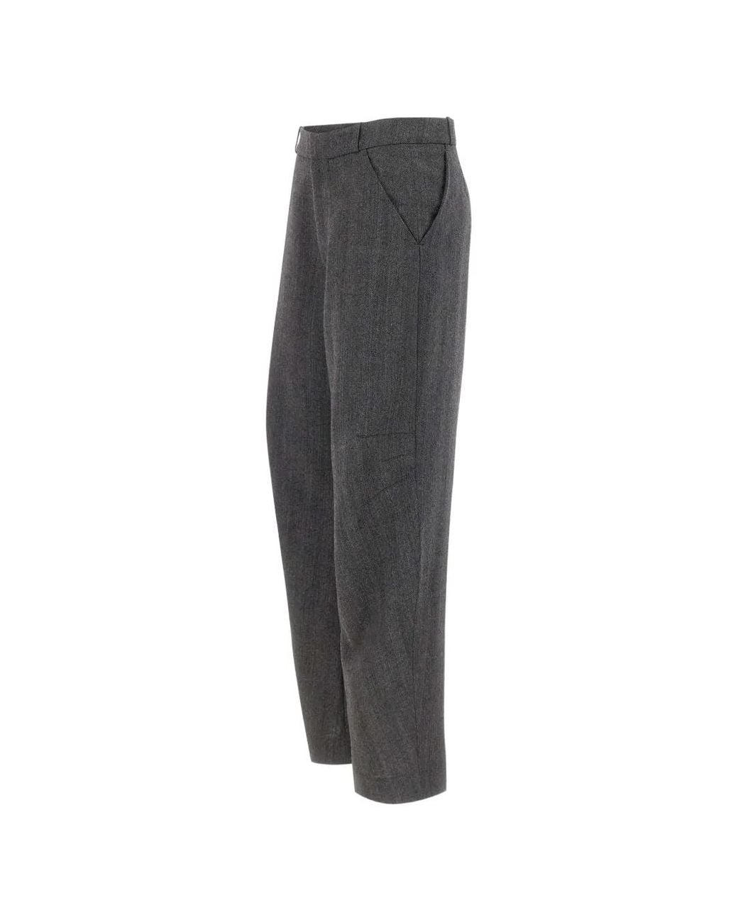 Coperni Gray Herringbone-Pattern Trousers