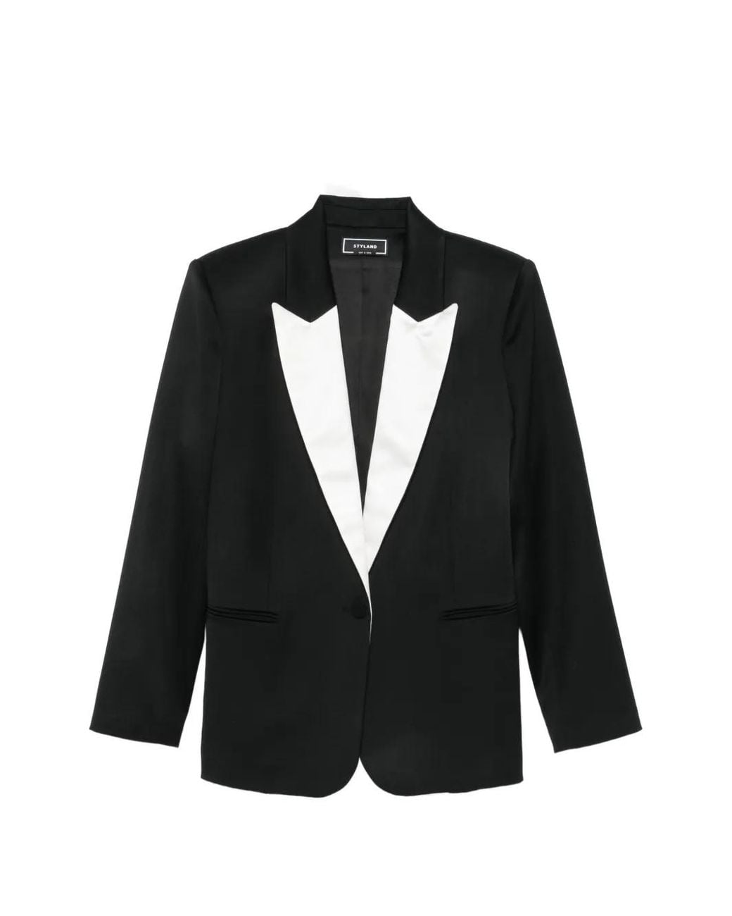 Styland Black Silk-Lapel Tuxedo Blazer