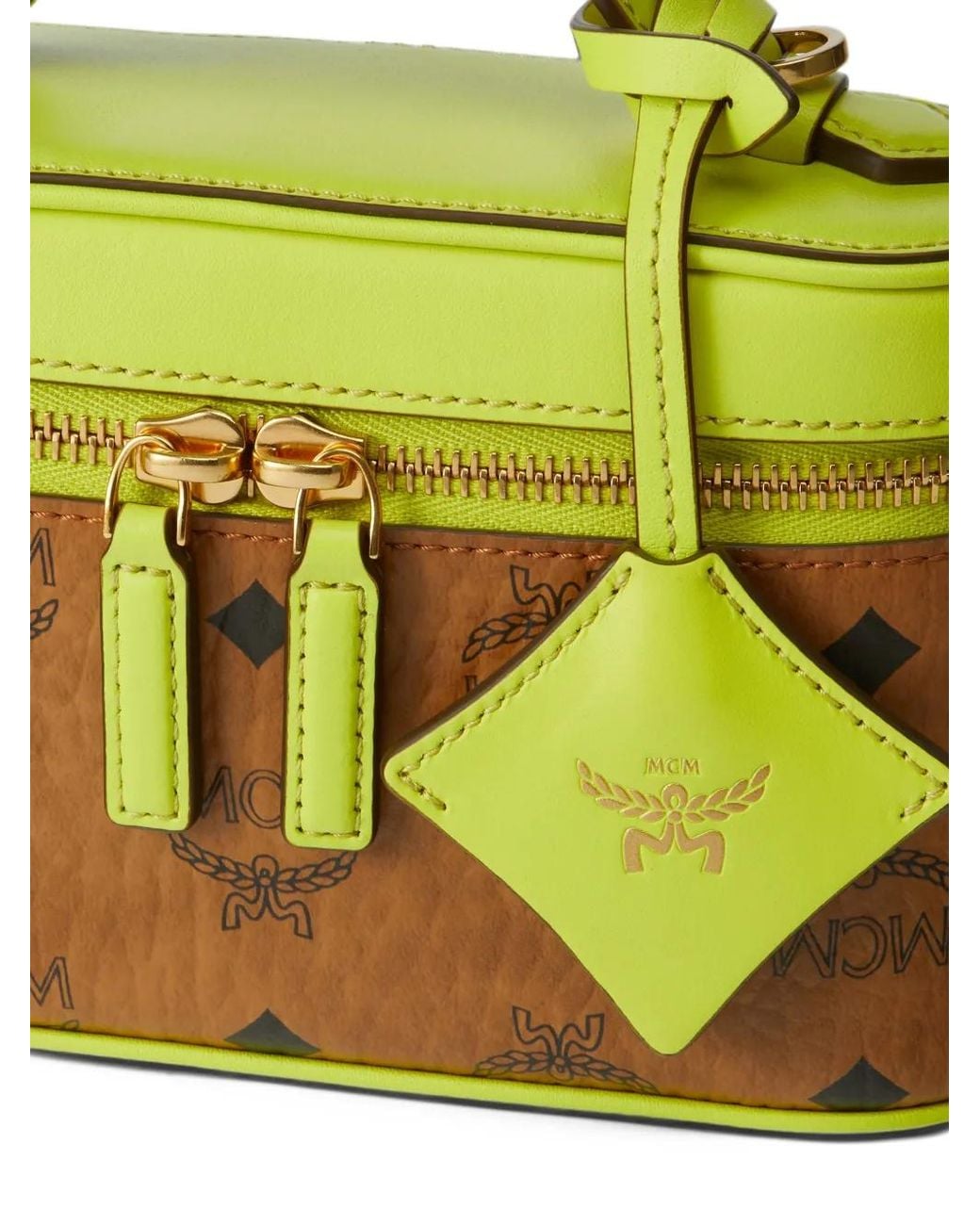 MCM Green Mini Aren Visetos Vanity Case