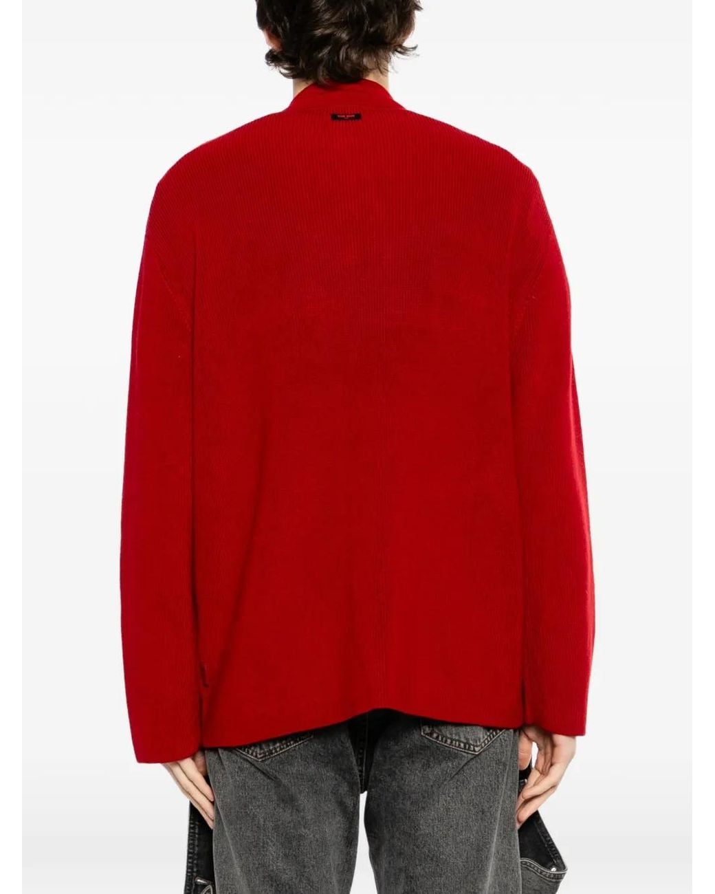 TEAM WANG design Red X Jdb Mandarin-Collar Cardigan for men