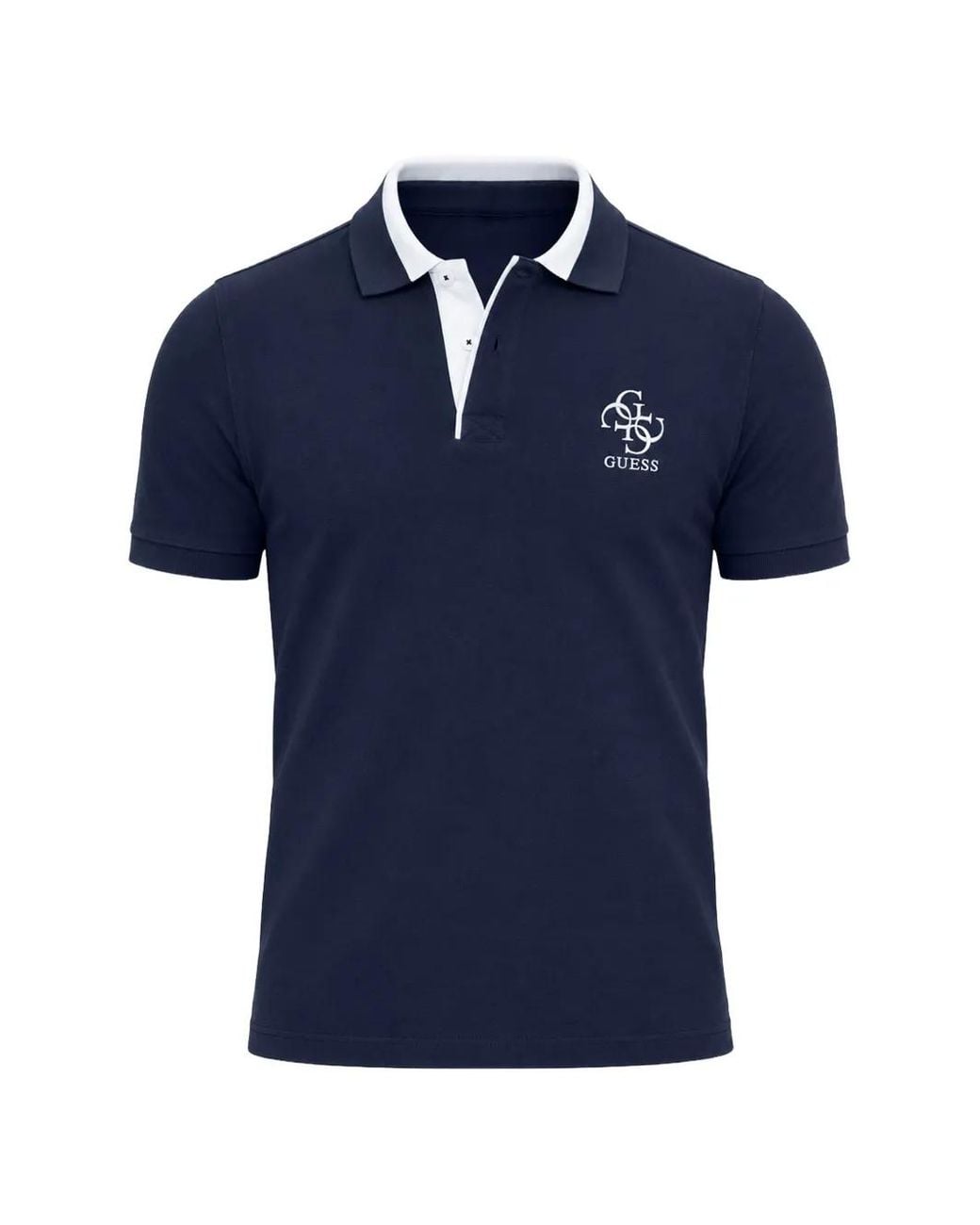 Guess Blue Lyle Logo-Embroidered Polo Shirt for men