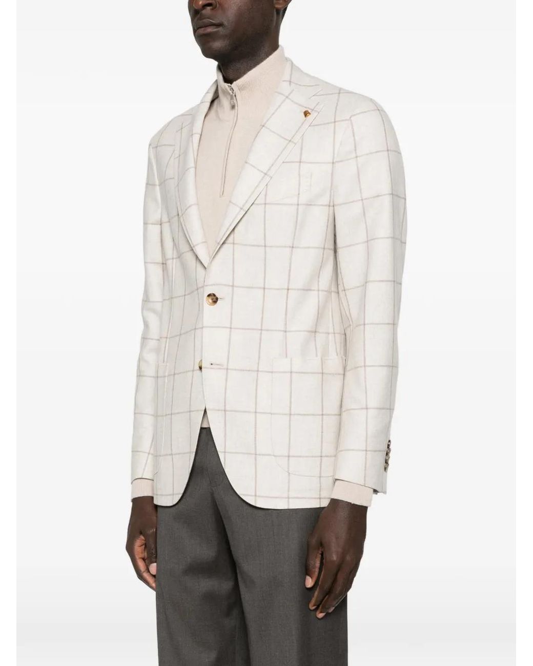 Latorre White Grid-Pattern Blazer for men