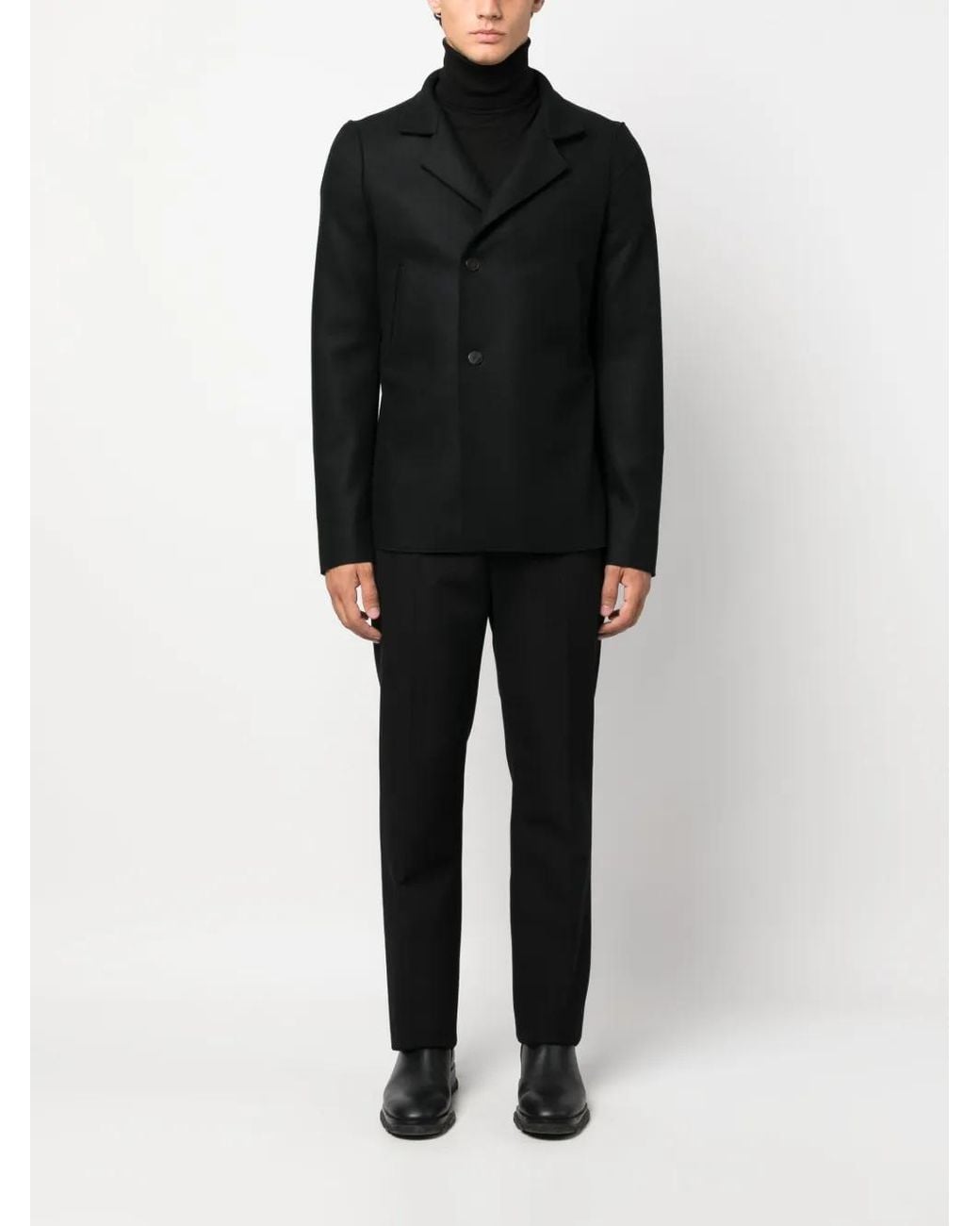 SAPIO Black Double-Breasted Cotton-Wool Blazer for men