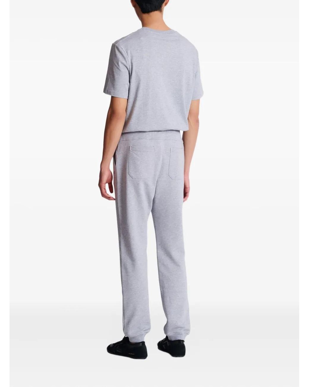 Balmain Gray Logo-Print Drawstring Track Pants for men