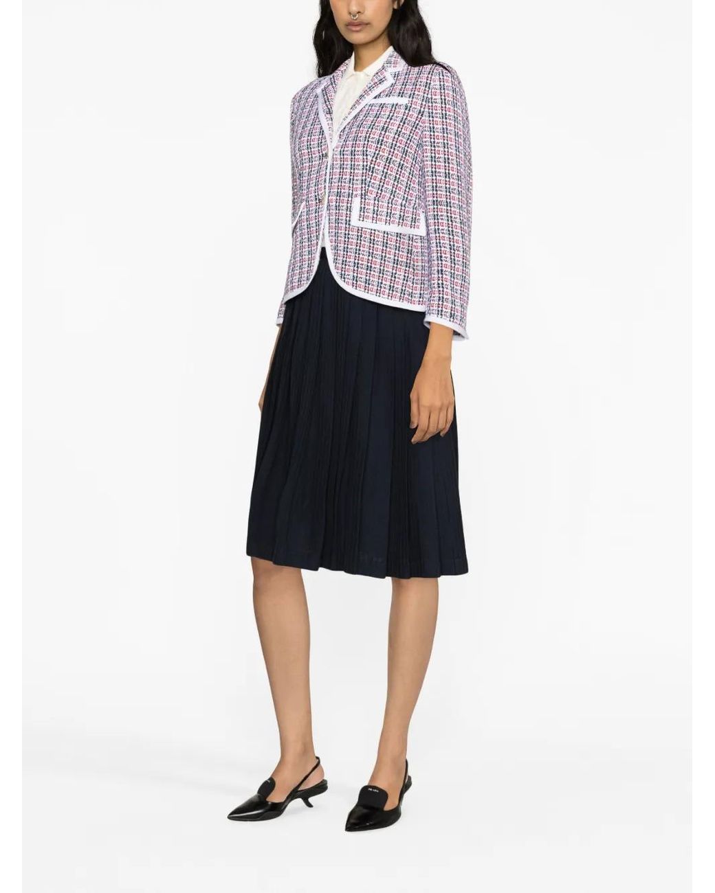 Thom Browne Red Check-Pattern Tweed Jacket