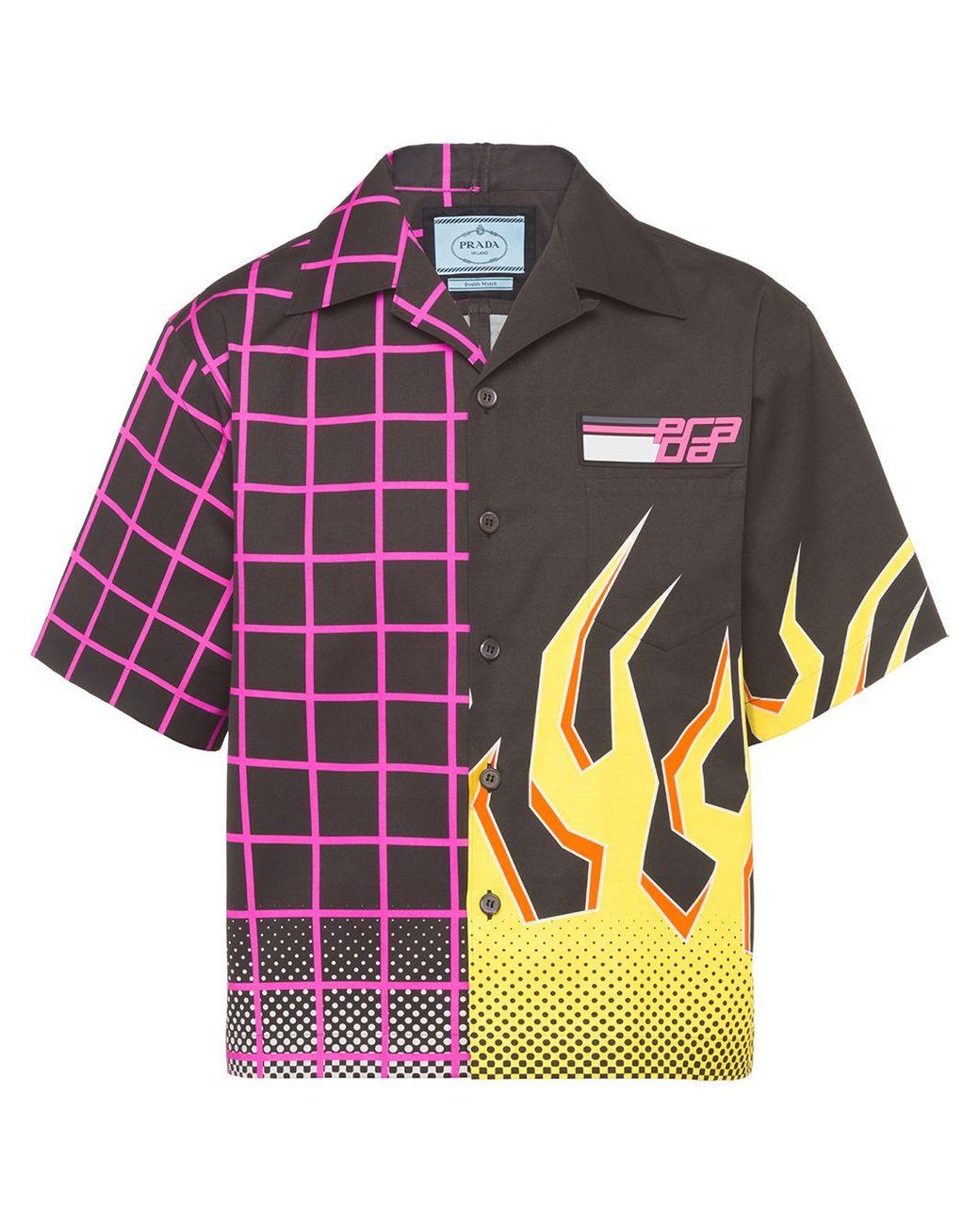 Prada Panelled Flame-print Shirt for Men | Lyst