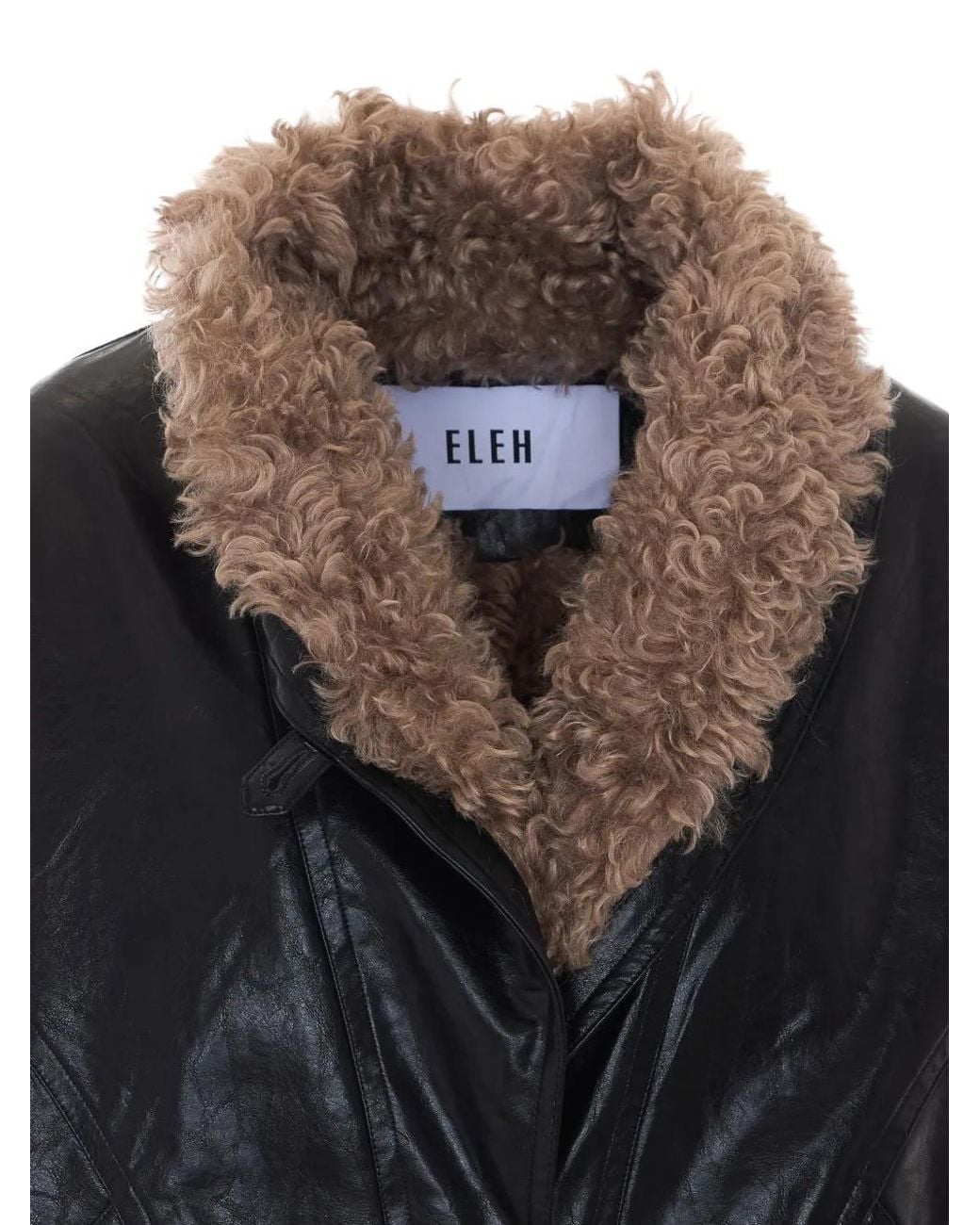 ELEH Black Faux-Fur Trim Oversized Jacket