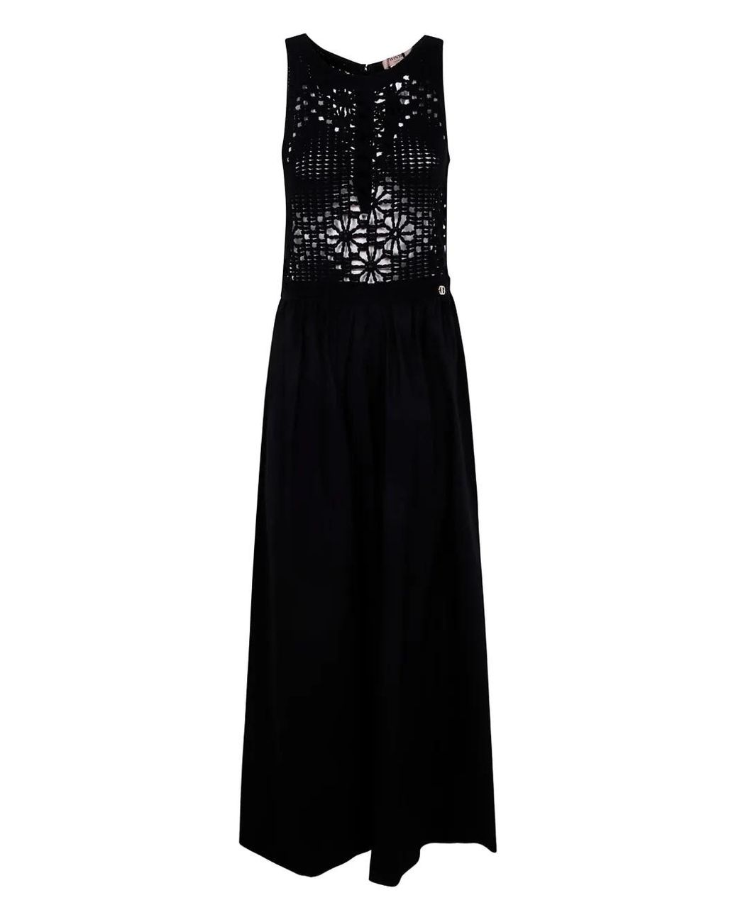 Twinset Black Crochet-Panelled Maxi Dress