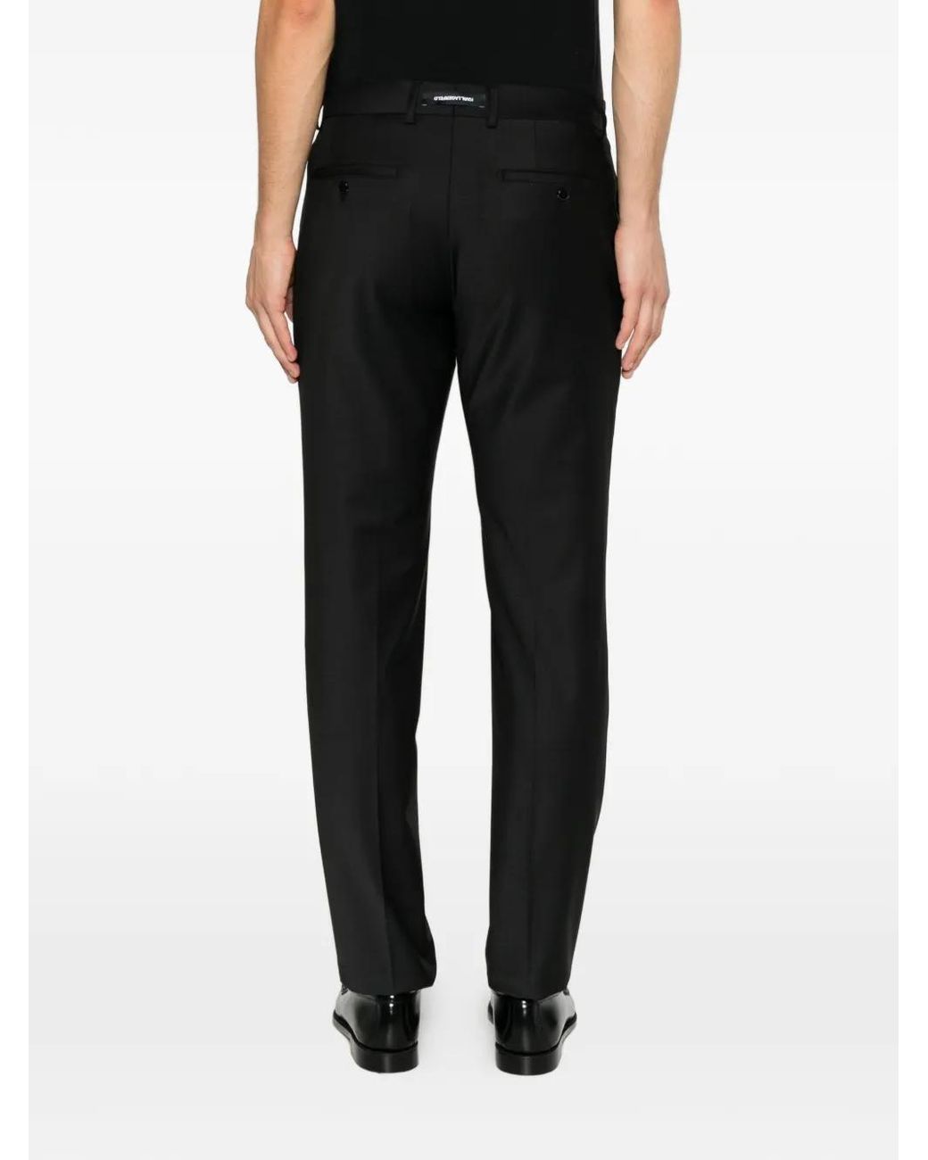 Karl Lagerfeld Black Pressed-Crease Tailored Trousers for men