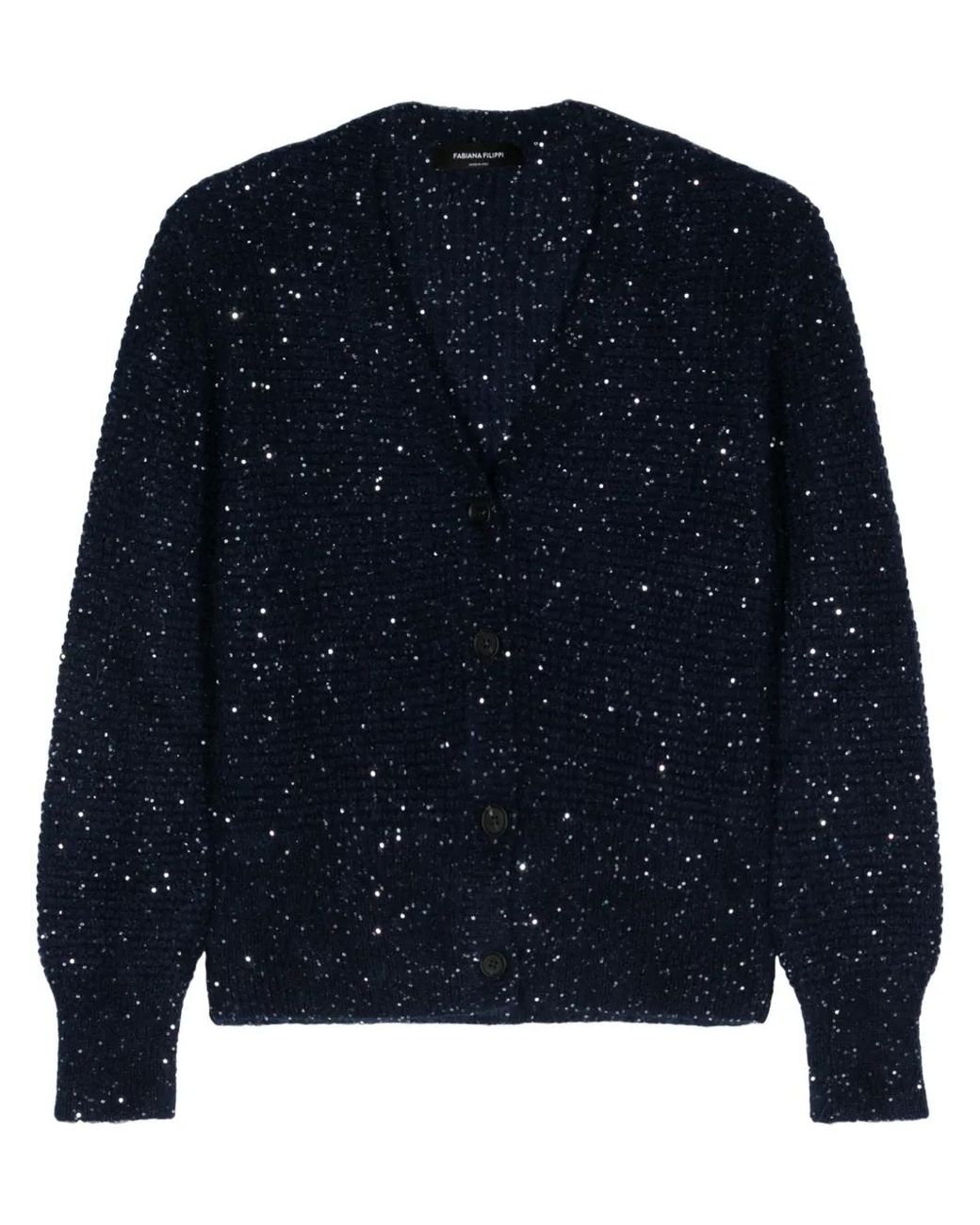 Fabiana Filippi Blue Sequin Embellished Cardigan