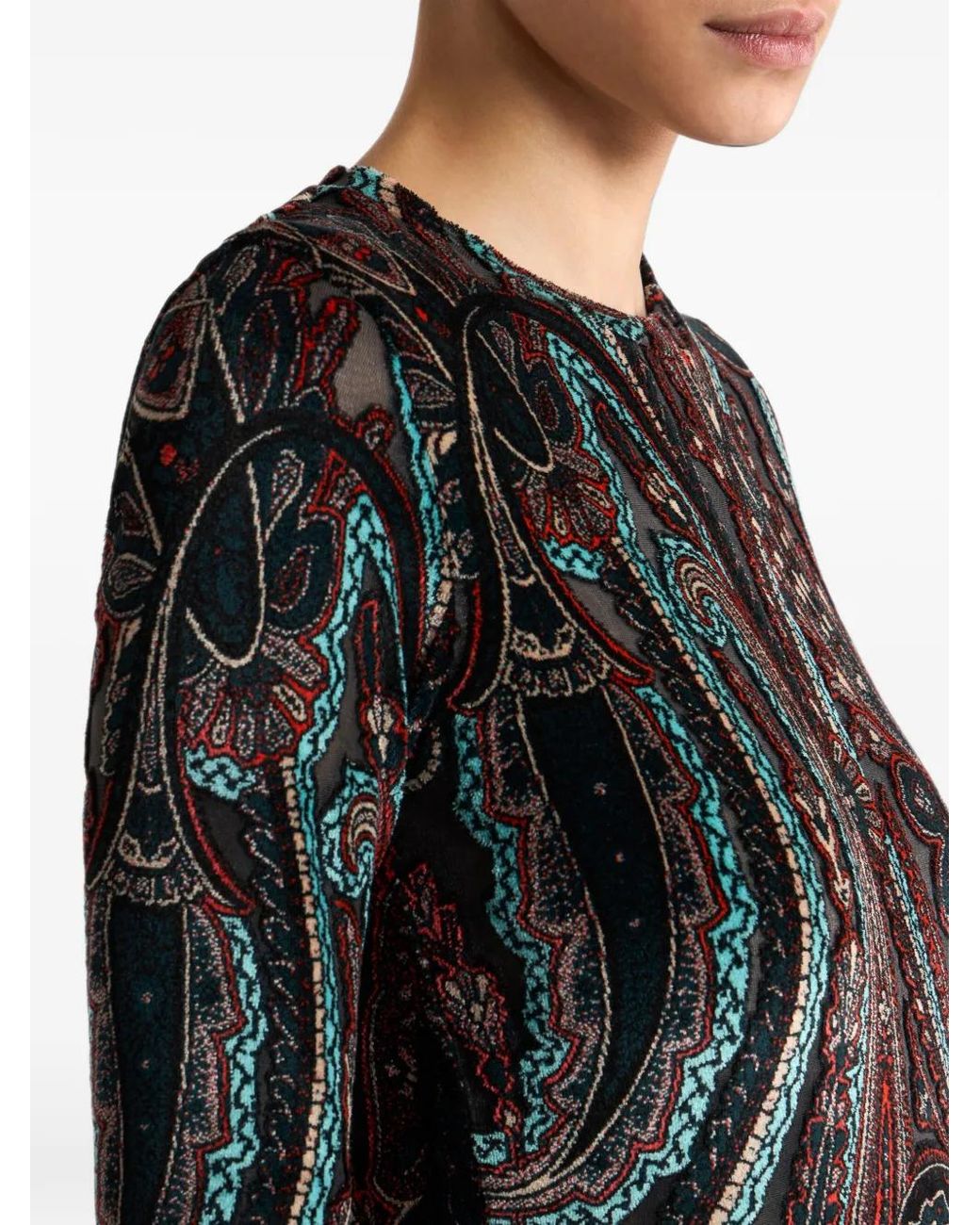 Etro Black Chenille Jacquard Sweater With Paisley Motif