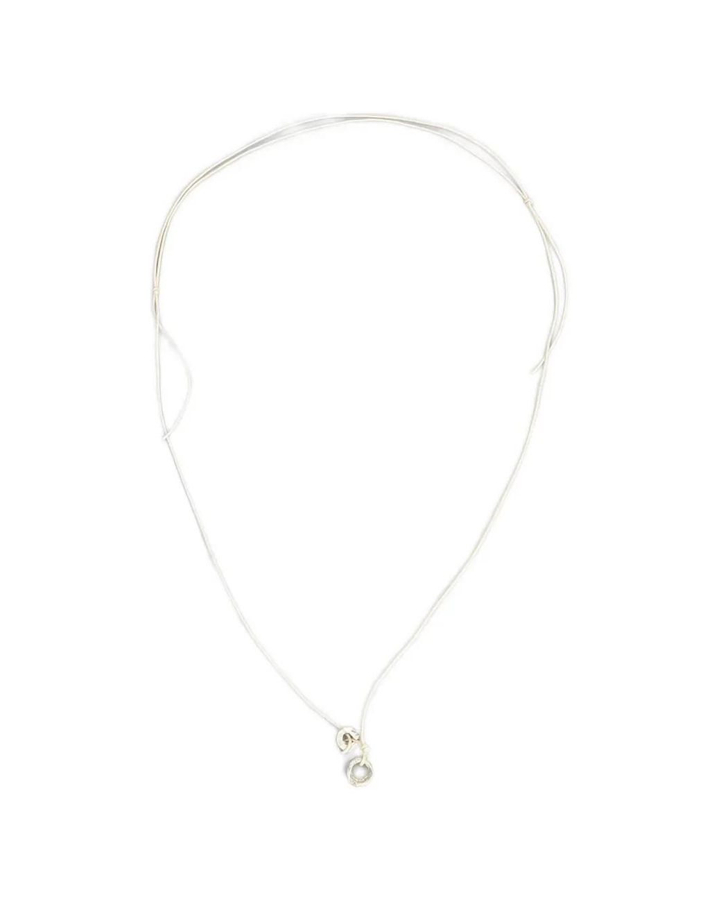 Paura White Hammered-Effect Ring-Pendant Necklace for men