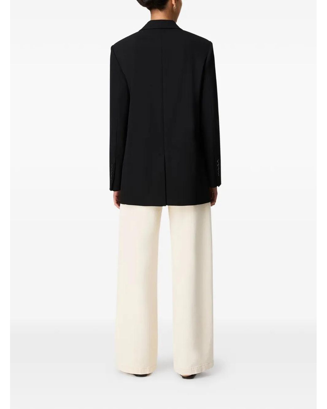 Another Tomorrow Black Oversized Peak-Lapel Blazer