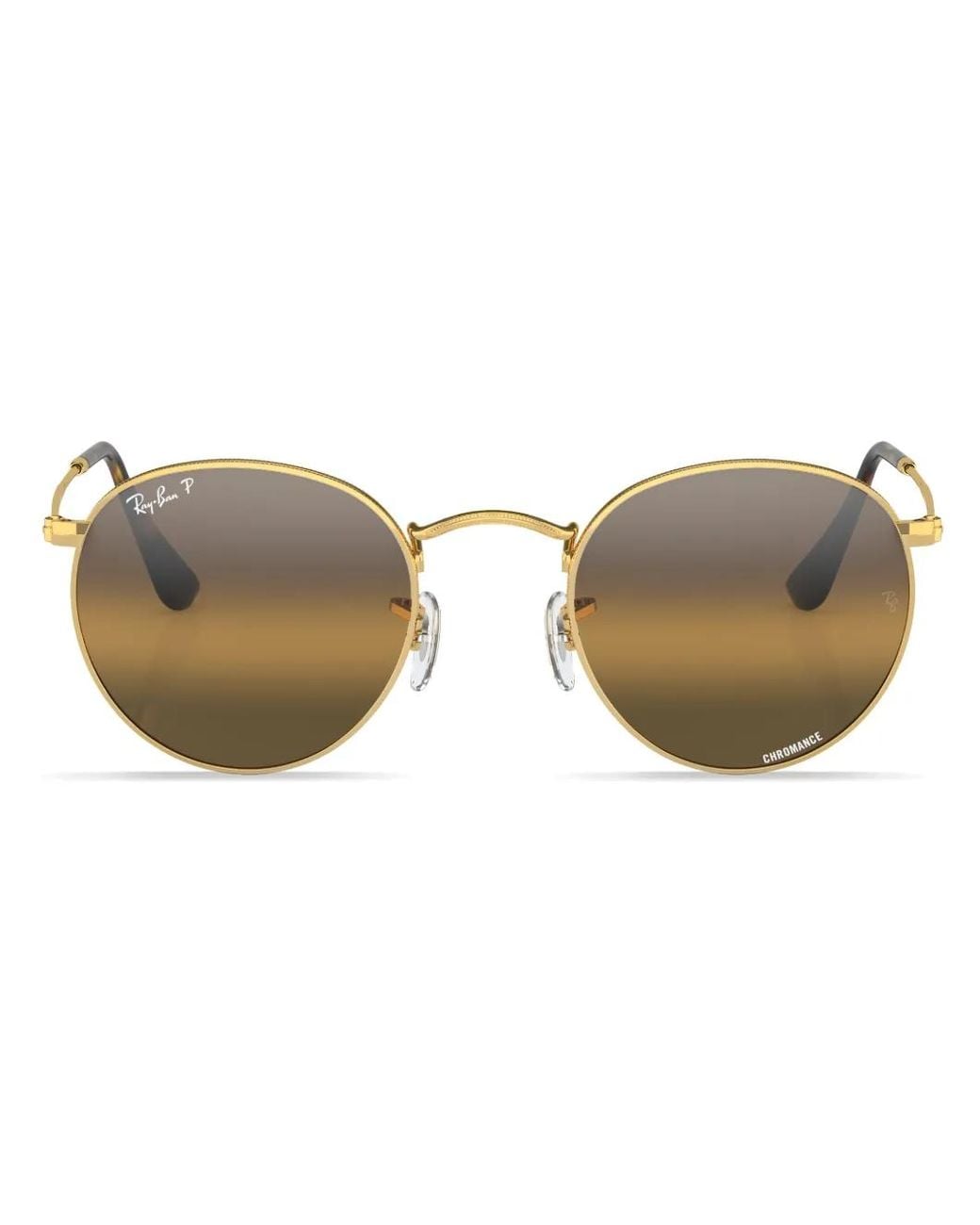 Ray-Ban Brown Chromance Round-Frame Sunglasses for men