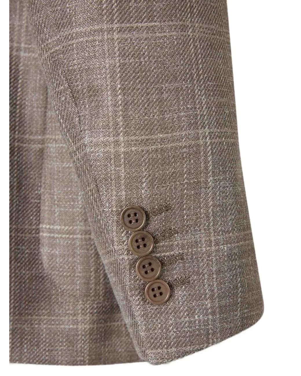 Canali Brown Check-Pattern Single-Breasted Blazer for men