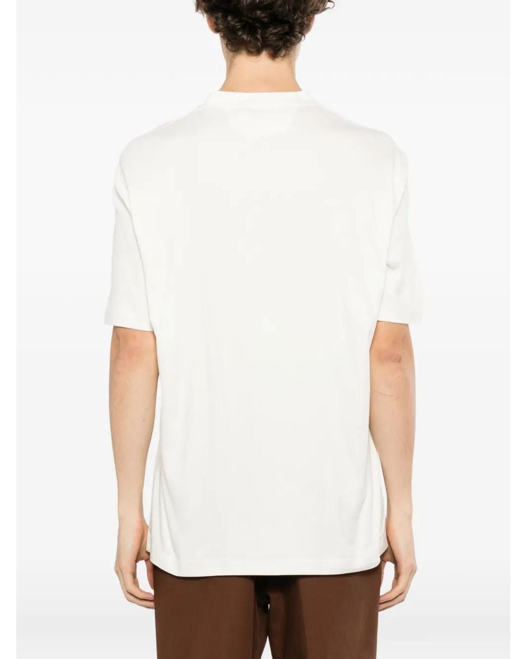 Canali White Crew-Neck Short-Sleeve T-Shirt for men