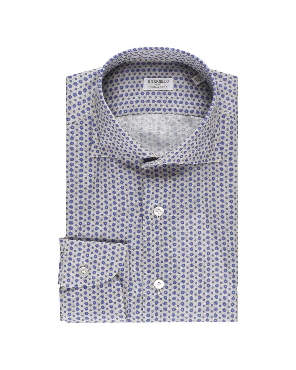 Borriello Blue Floral-Print Shirt for men