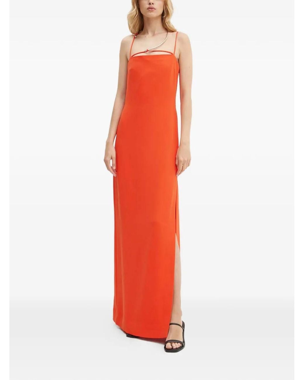 Stine Goya Red Sofie Strap Cut-Out Maxi Dress