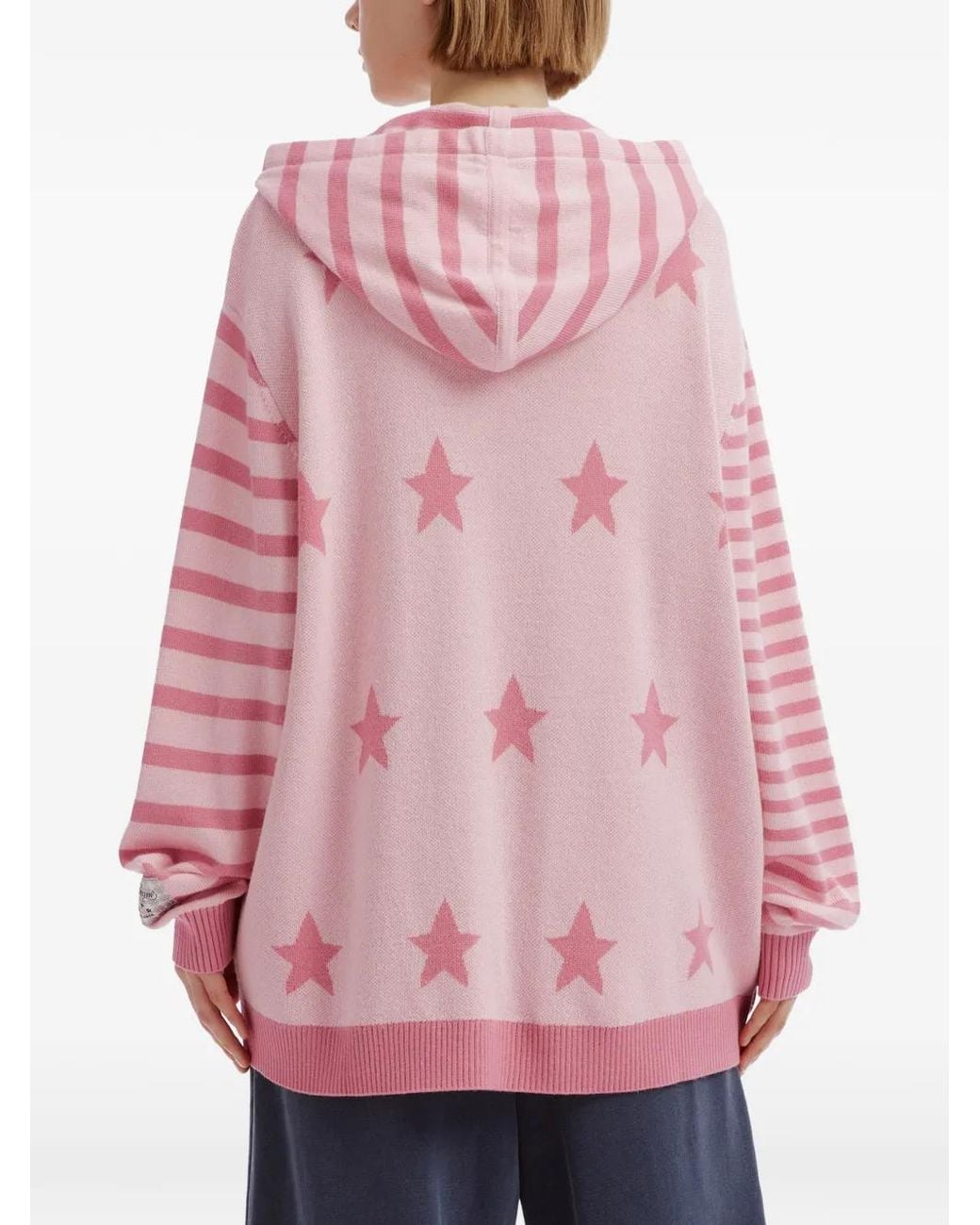 Mini Cream Pink Star-Intarsia Striped Cardigan