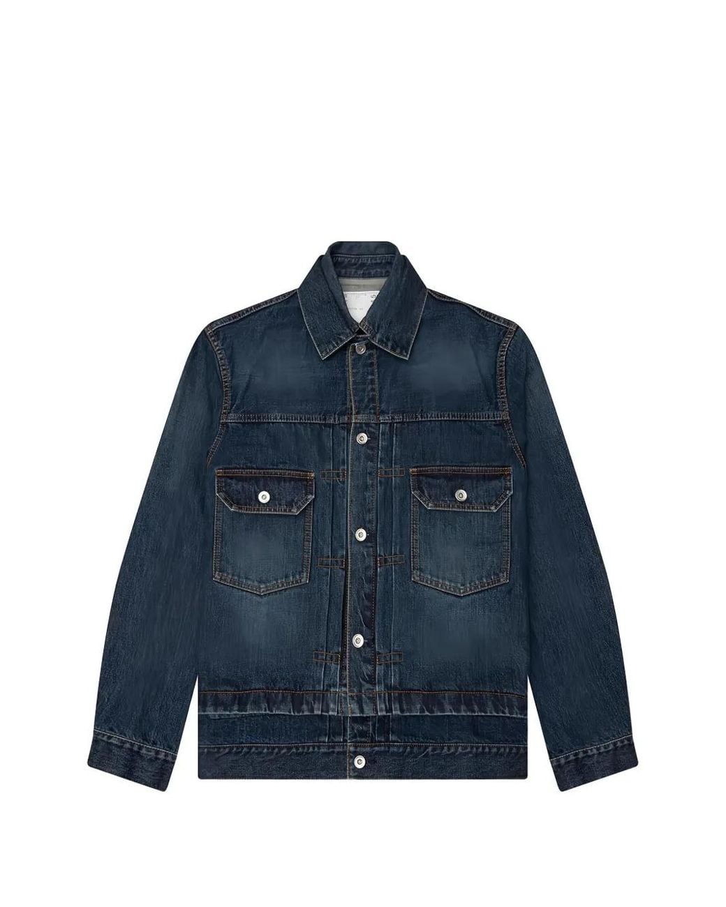 Sacai Blue Contrast-Stitch Denim Jacket for men