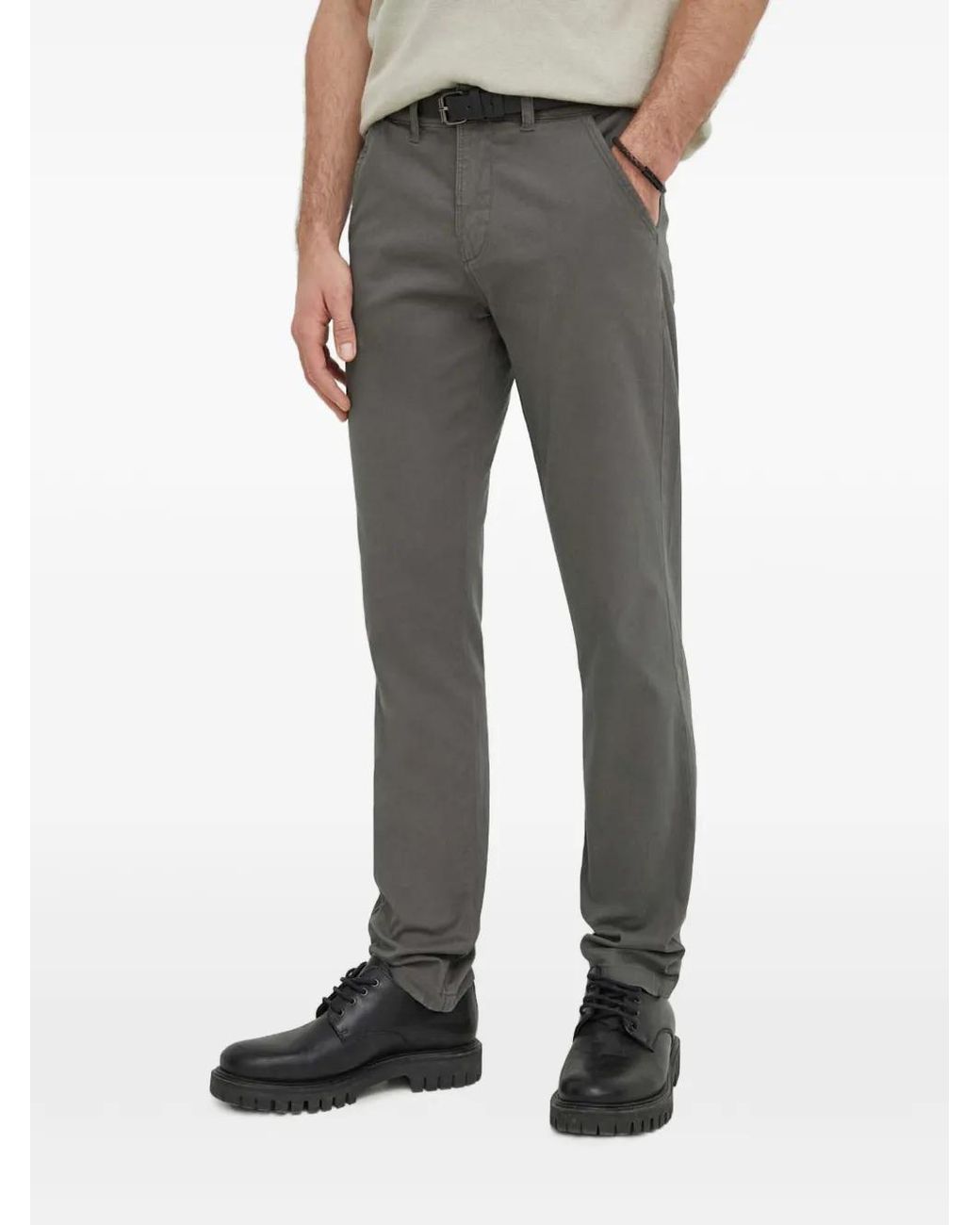 Lindbergh Gray Logo-Patch Chinos for men