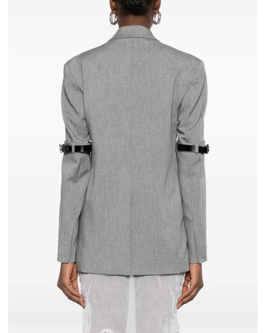 Coperni Gray Belted Single-Breasted Blazer