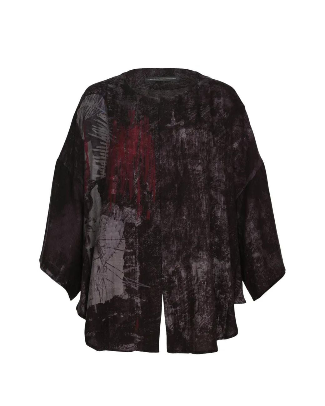 Y's Yohji Yamamoto Abstract-Print Half-Sleeve Blouse in Black | Lyst