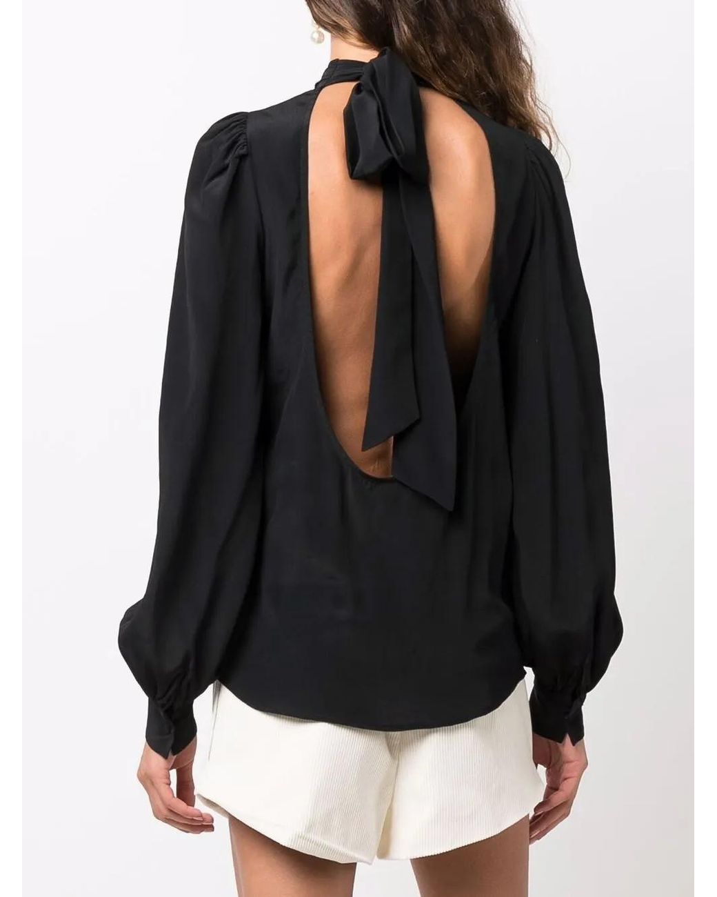 WANDERING Black Stand-Up Collar Blouse
