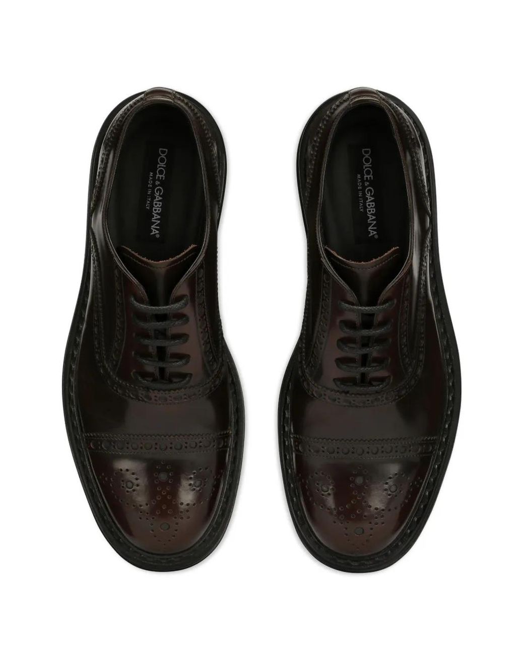 Dolce & Gabbana Black Perforated Calf Leather Lace-Up Shoes for men