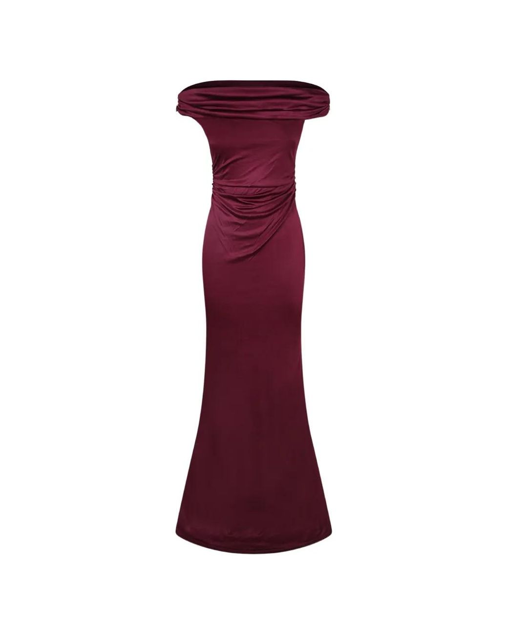Danamé Purple Off-Shoulder Ruched Maxi Dress
